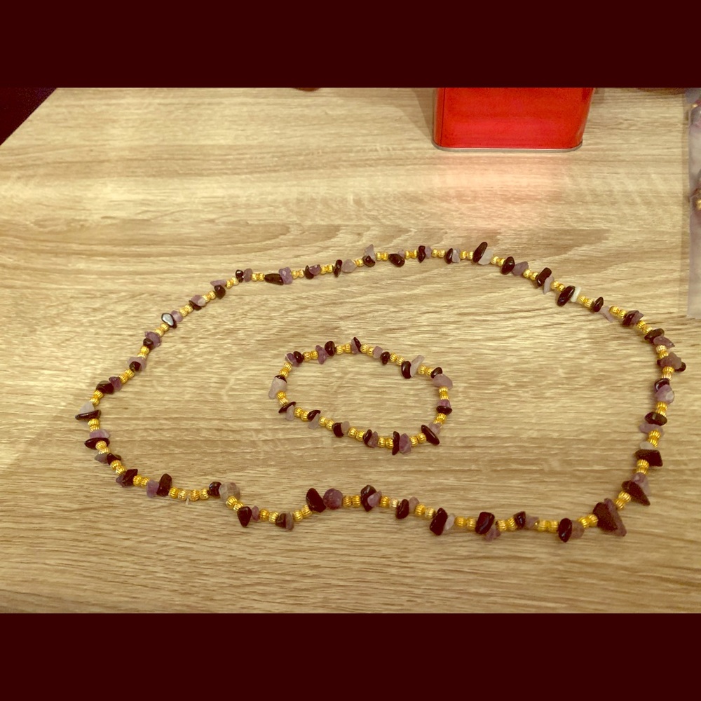 Amethyst/Tourmaline/ faux gold beads/ Obsidian set